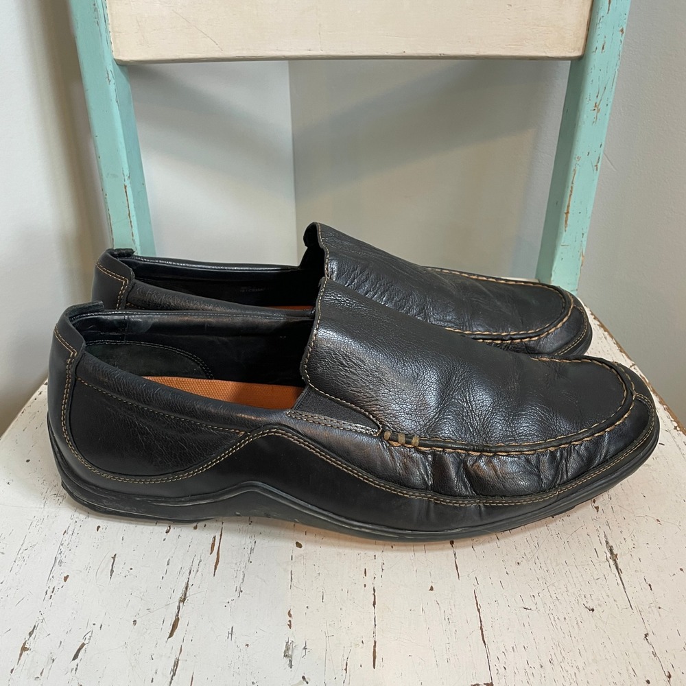 Dunham by New Balance Mens Black Leather Slip On Loafers C03557 15W